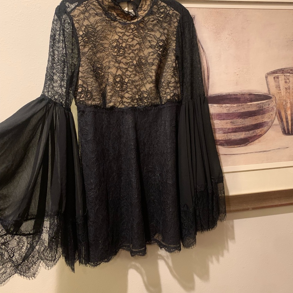 Nasty Gal Black Lace Backless Dress